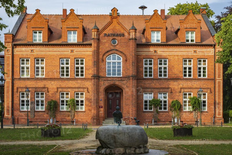 Historic town hall of Dargun, the former Red School, a heritage-protected building from the Wilhelminian era in Dargun, Mecklenburg Lake District, Mecklenburg-Vorpommern, Germany, Europe