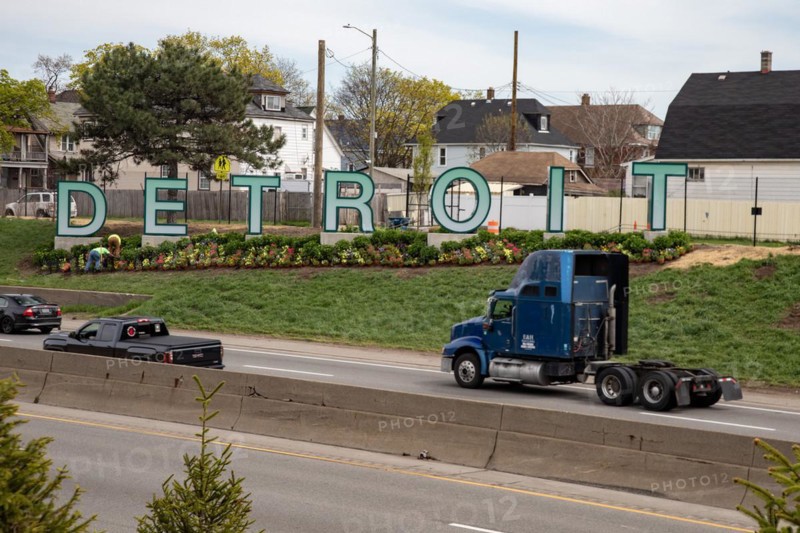 Detroit, Michigan, A new welcome to Detroit sign has been put up along Interstate 94 in advance of the NFL Draft, which will be held in the city April 25-27