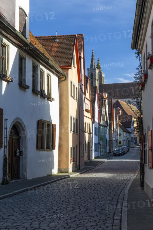 Klingengasse, St Jakob's Church, Rothenburg ob der Tauber, Middle Franconia, Bavaria, Germany, Europe