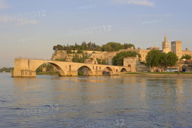 Pont Saint Benezet bridge, Palais des Papes and Notre-Dame des Doms cathedral, Avignon, Vaucluse, Provence-Alpes-Cote d'Azur, Southern France, France, Europe