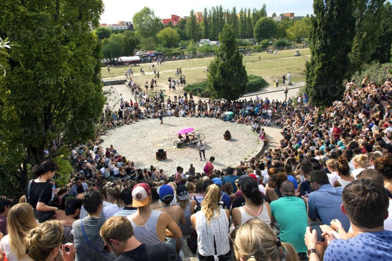 Spectators at karaoke in Berlin Mauerpark, 30/08/2015, Berlin, Berlin, Germany, Europe