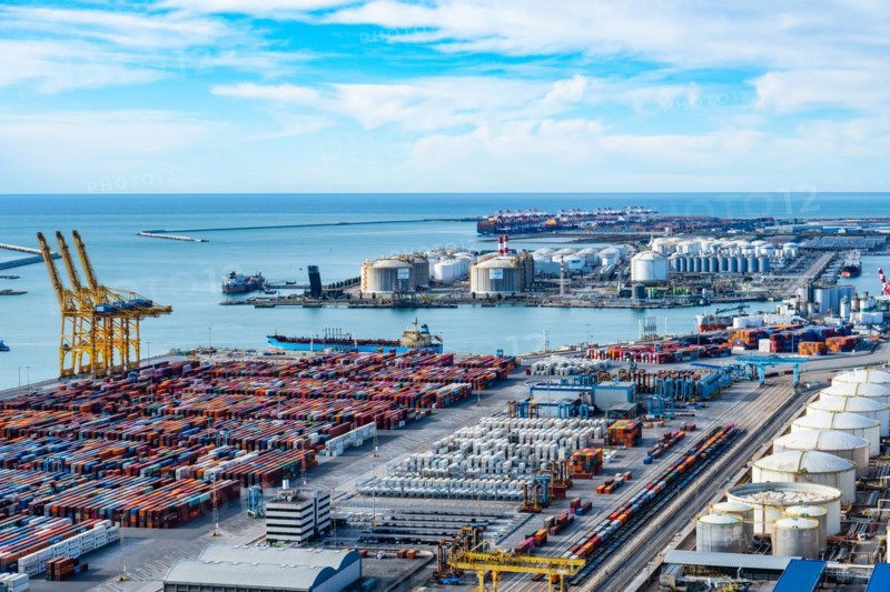 Container port in Barcelona, Spain, Europe
