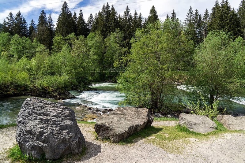 Illersprung, confluence of the Trettach, Breitach and Stillach rivers, between Oberstdorf and Fish, Oberallgaeu, Allgaeu, Bavaria, Germany, Europe