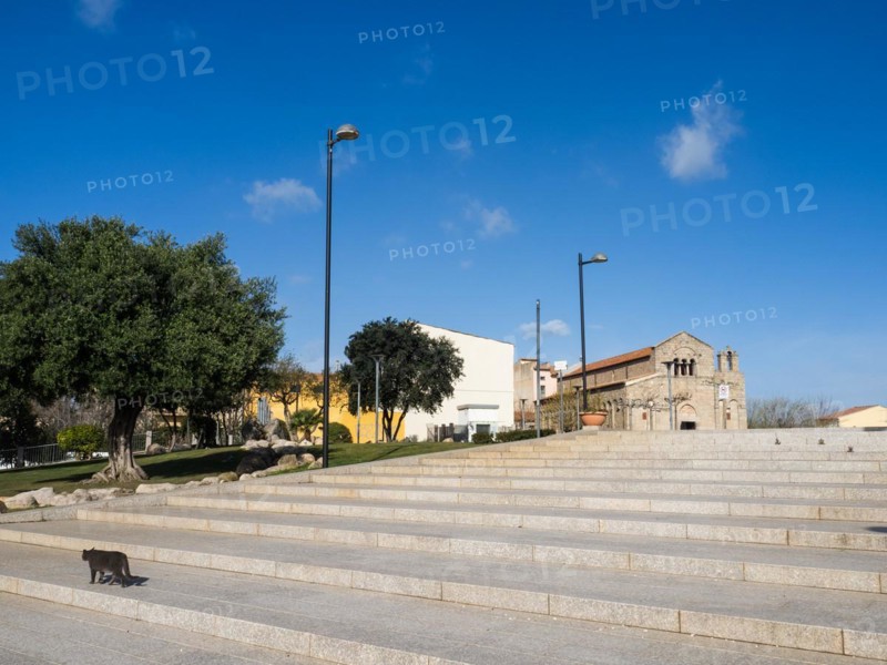 Staircase to the basilica, Basilica di San Simplicio church in Olbia, Olbia, Sardinia, Italy, Europe