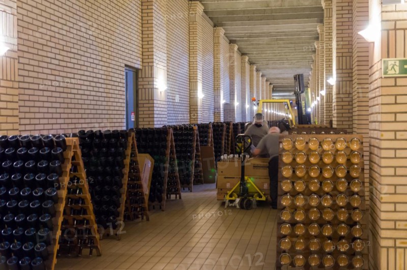 Bento Goncalves, Rio Grande do Sul, Brazil, April 07, 2021: Production of sparkling wines (champagne) by the champenoise method, South America