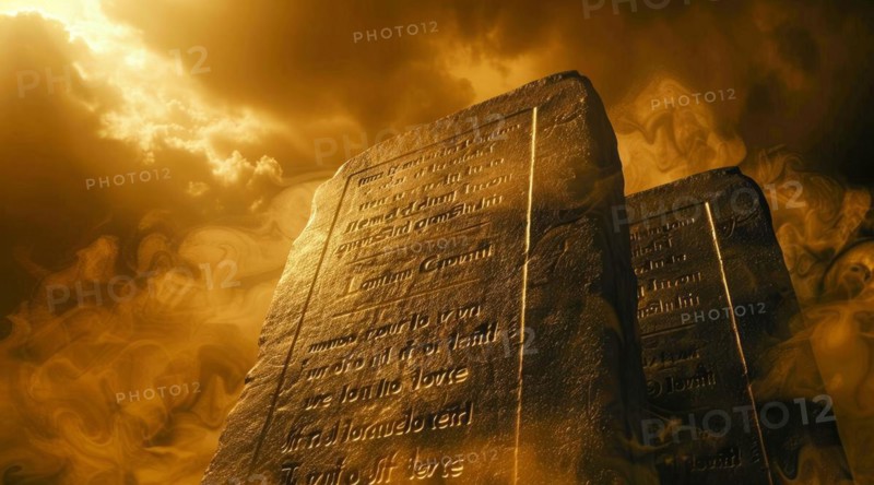 God 10 commandments received by Moses, AI generated