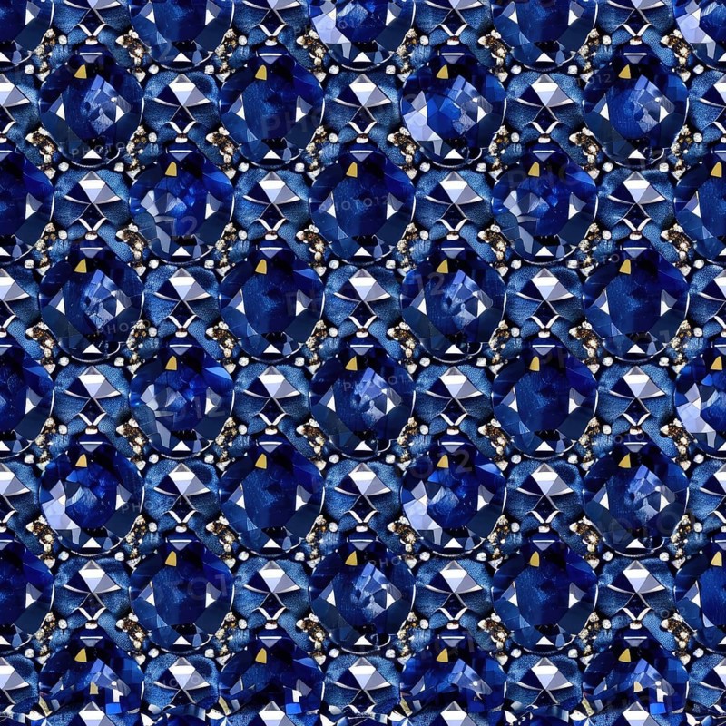 Seamless pattern of shimmering sapphires on a navy blue backdrop AI generated