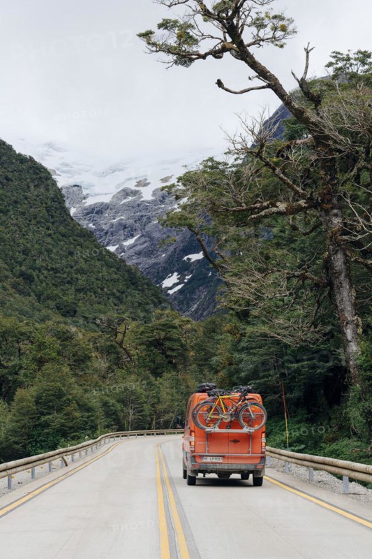 Campervan on the Carretera Austral, Carretera Austral, El Lobo, Cisnes, Aysen, Chile, South America