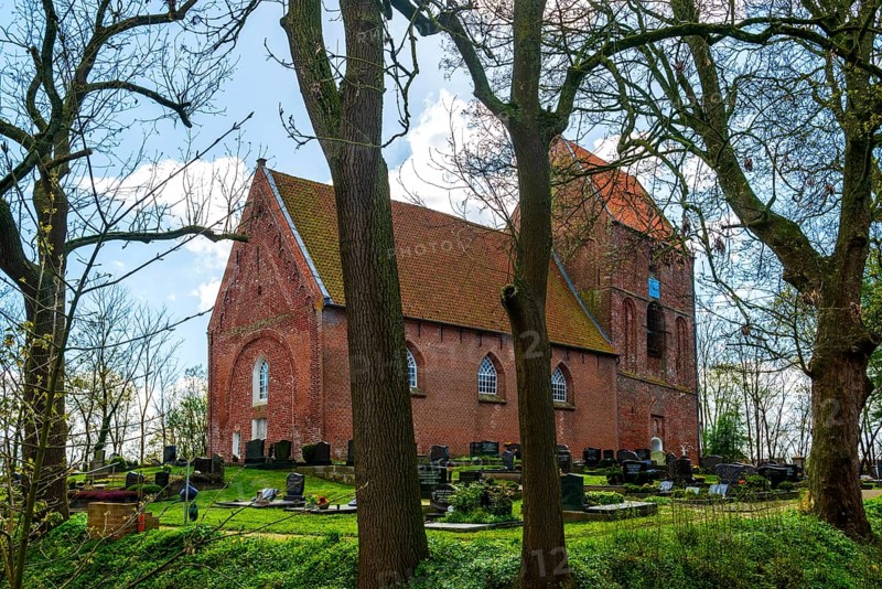 Protestant Reformed Church in Suurhusen, famous leaning church tower, municipality of Hinte, district of Aurich, East Frisia, Lower Saxony, Germany, Europe