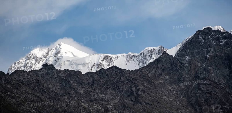 High mountain with glacier, Chong Kyzyl Suu Valley, Terskey Ala Too, Tien-Shan Mountains, Kyrgyzstan, Asia