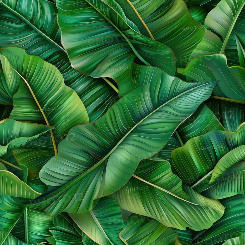Seamless pattern of tropical banana leaves AI generated