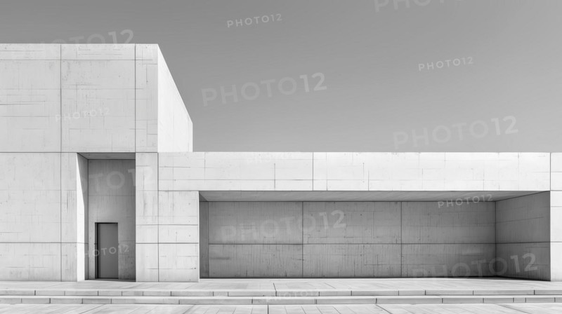 Greyscale image displaying a section of a modern building with geometric lines, AI generated