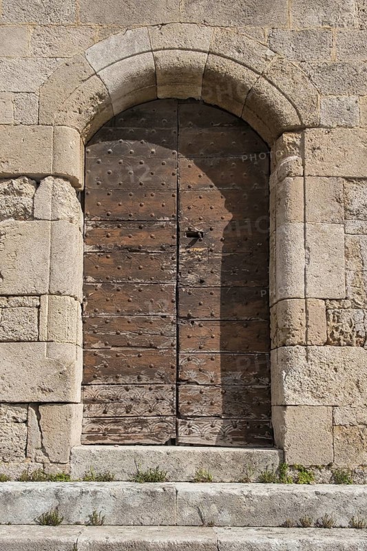 Old Door, Knights Street, Odos Ippoton, Rhodes Town, Rhodes, Greece, Europe
