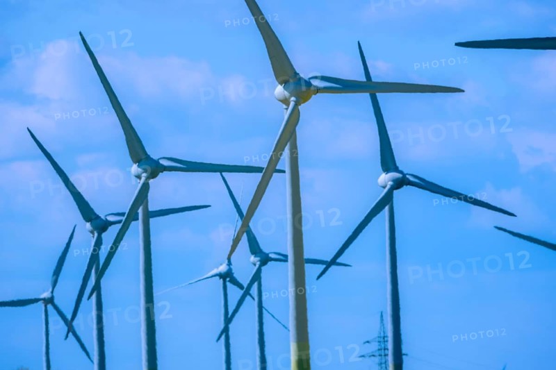 Wind turbines in the Luetetsburg wind farm on the North Sea coast, Hagermarsch, East Frisia, Lower Saxony, Germany, Europe