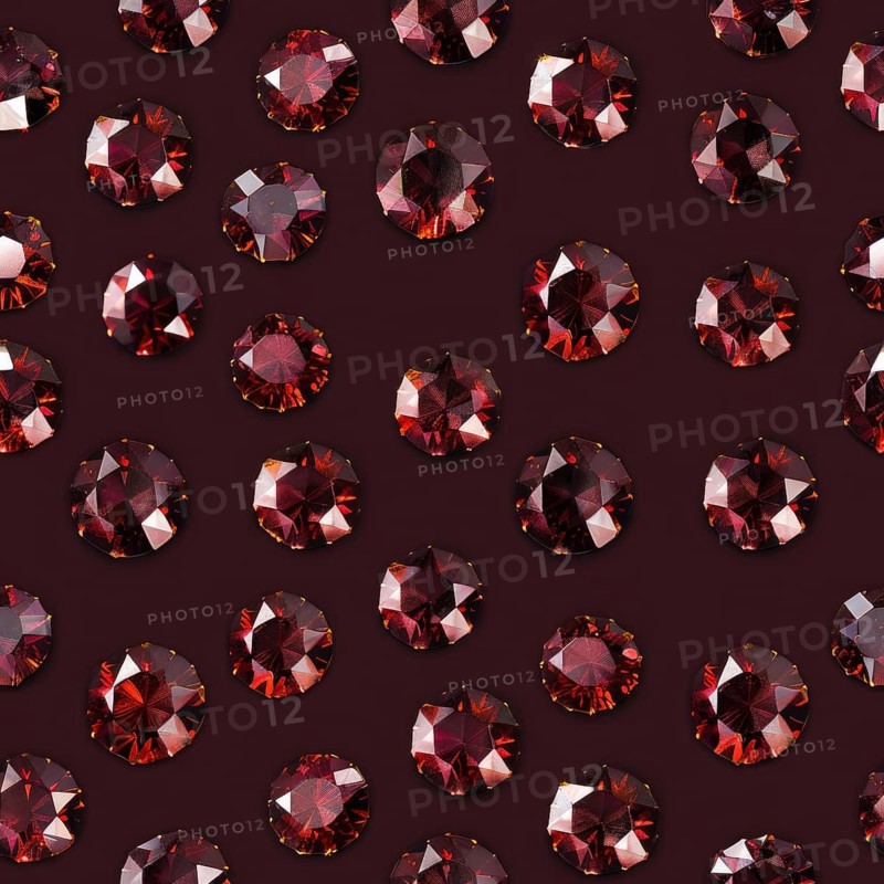 Seamless pattern of gleaming garnets on a deep burgundy backdrop AI generated