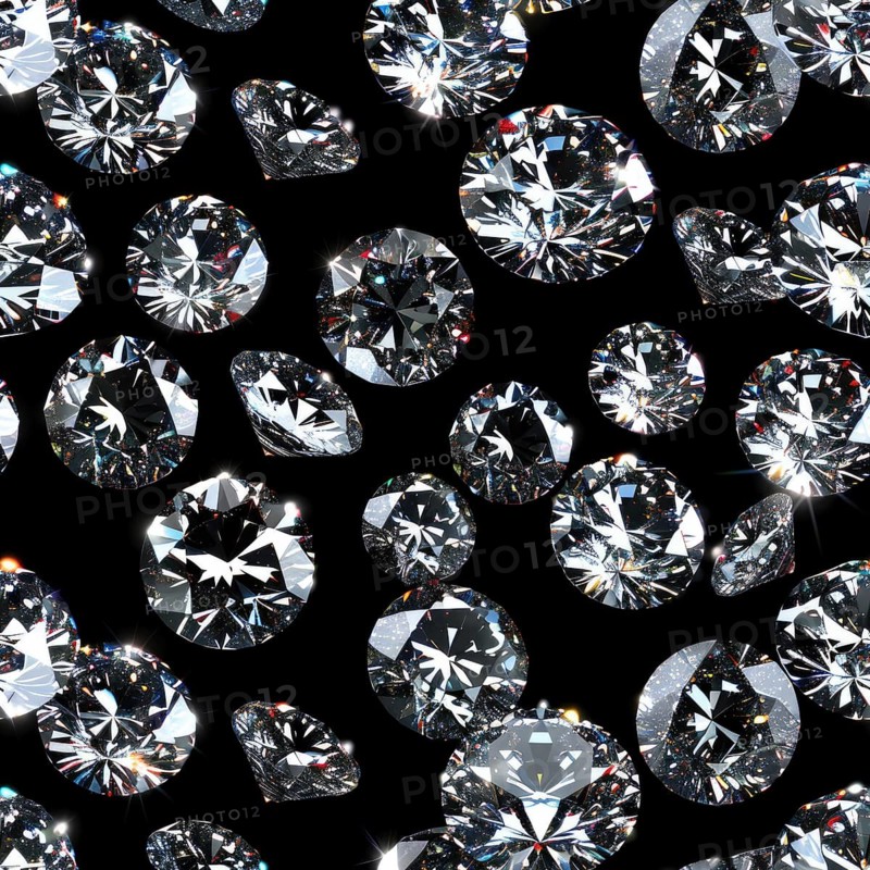 Seamless pattern of sparkling diamonds on a black background AI generated