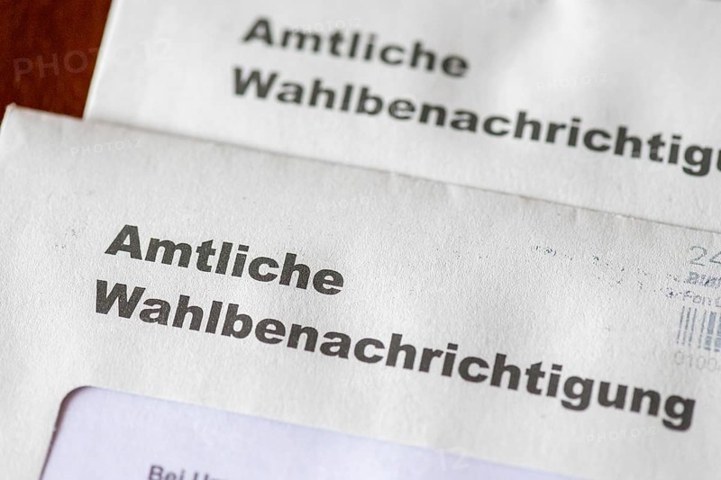 Official election notification, for the European Parliament, the regional assembly, the district council, the municipal council, on 09 June 2024, envelope, Baden-Wuerttemberg, Germany, Europe