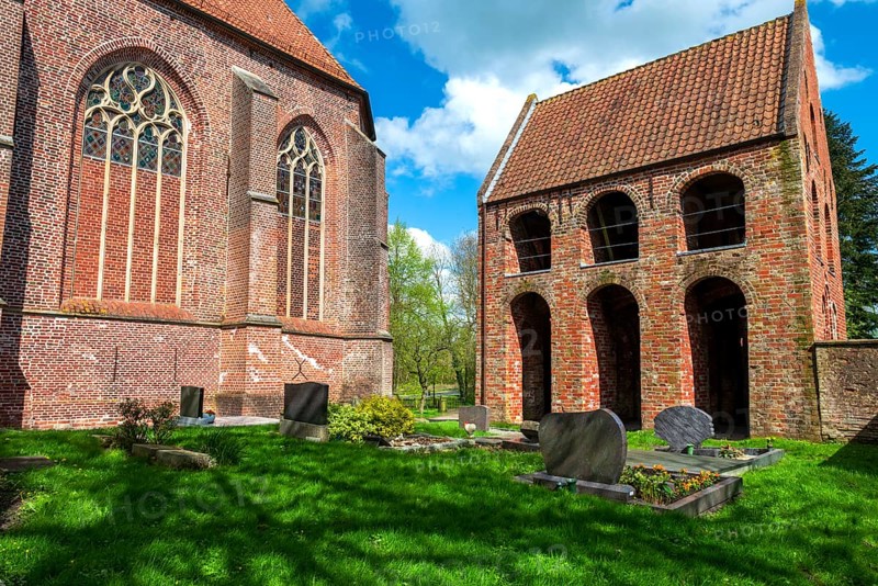 Protestant Reformed Church in Suurhusen, famous leaning church tower, municipality of Hinte, district of Aurich, East Frisia, Lower Saxony, Germany, Europe