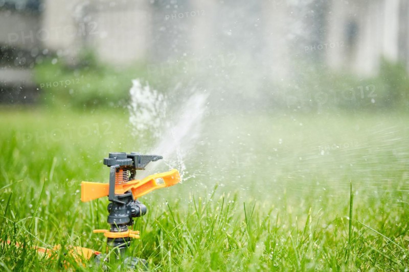 Autonomous automatic garden watering system closeup
