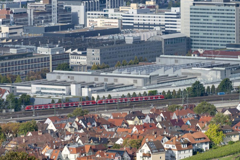 View of the Daimler Untertuerkheim plant, Untertuerkheim in the foreground, Stuttgart, Baden-Wuerttemberg, Germany, Europe