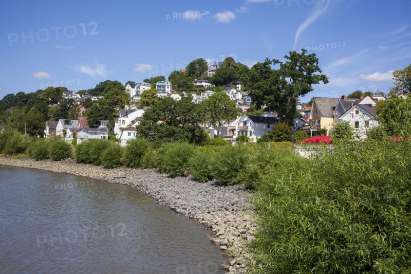 Suellberg with Elbufer with villas and residential buildings, Blankenese district, Hamburg, Germany, Europe