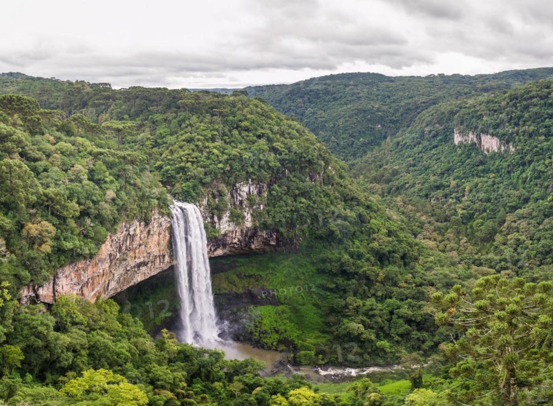 Beautiful view of Caracol Waterfall (Snail Waterfall), Canela- Rio Grande do Sul, Brazil, South America