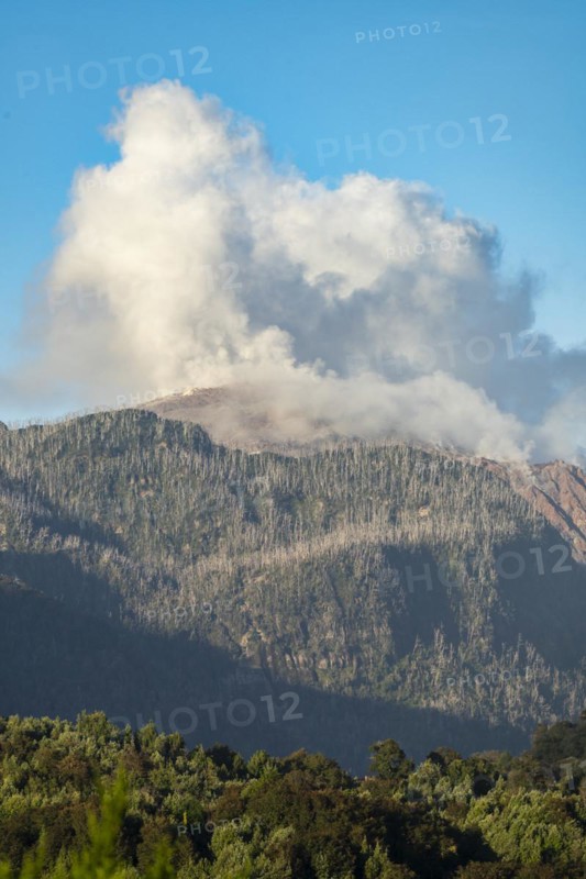 Clouds of smoke over active volcano, Chaiten Volcano, Carretara Austral, Chile, South America