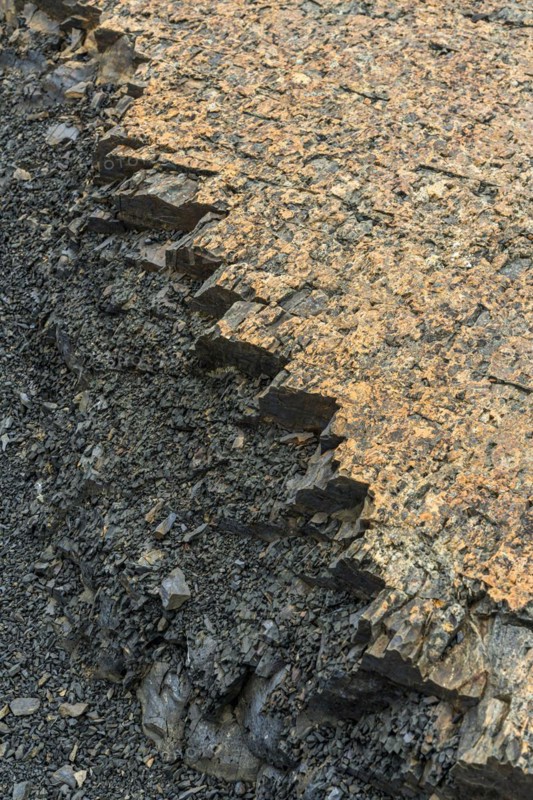 Rock demolition edge, Hike to Toro lake lookout, Torres de Paine, Magallanes and Chilean Antarctica, Chile, South America