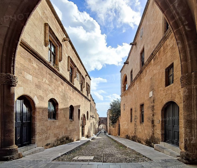 View of Odos Ippoton, Knights' Street, Old Town, Rhodes Town, Rhodes, Greece Old Town, Rhodes, Greece, Europe