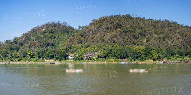 Panorama over the Mekong at Luang Prabang, Luang Prabang province, Laos, Asia