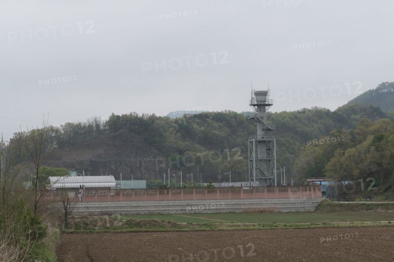 Natural gas vent stack tower at supply station in rural community of South Korea