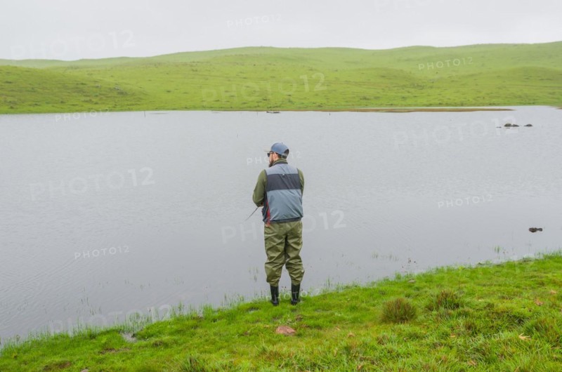Black bass fisherman fishing, Cambara do sul, Rio Grande do sul, Brazil, South America