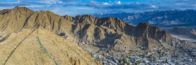 Panorama from Tsenmo Hill over Leh, Ladakh, Jammu and Kashmir, India, Asia