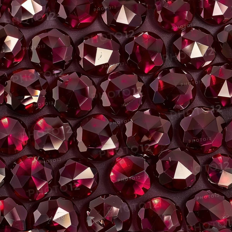 Pattern of gleaming garnets on a deep burgundy backdrop AI generated