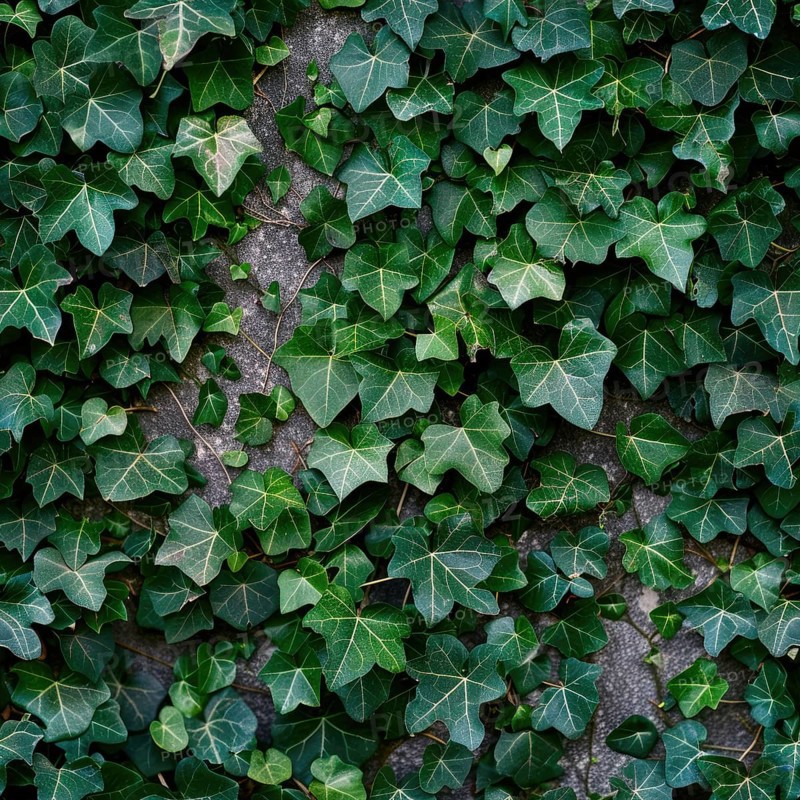 Seamless pattern of ivy leaves climbing a wall AI generated