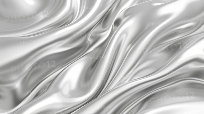 Glossy white silk fabric with a luxurious smooth texture, flowing in a wavelike pattern, AI generated