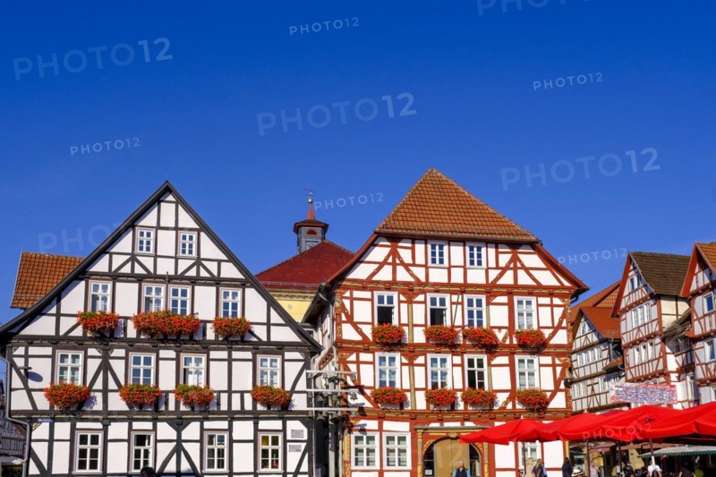 Old town hall, half-timbered houses, market square, Eschwege, Werratal, Werra-Meissner district, Hesse, Germany, Europe