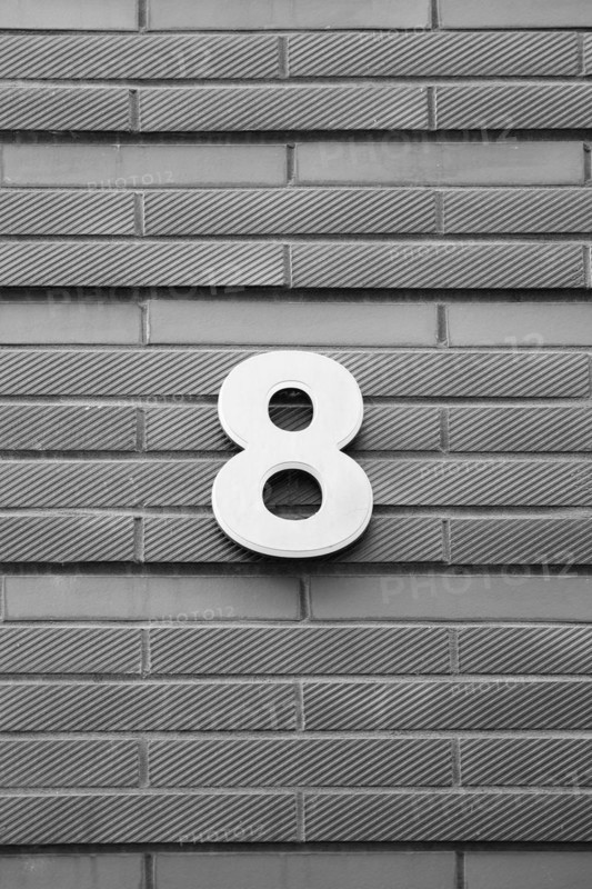 House number plate, number 8, digit, anniversary, birthday, North Rhine-Westphalia, Germany, Europe