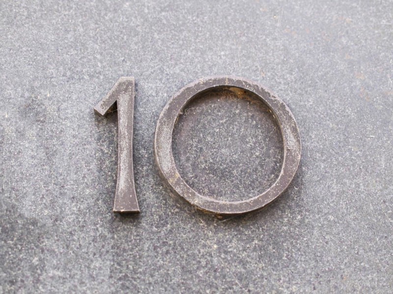 House number plate, number 10, digit, anniversary, birthday, North Rhine-Westphalia, Germany, Europe
