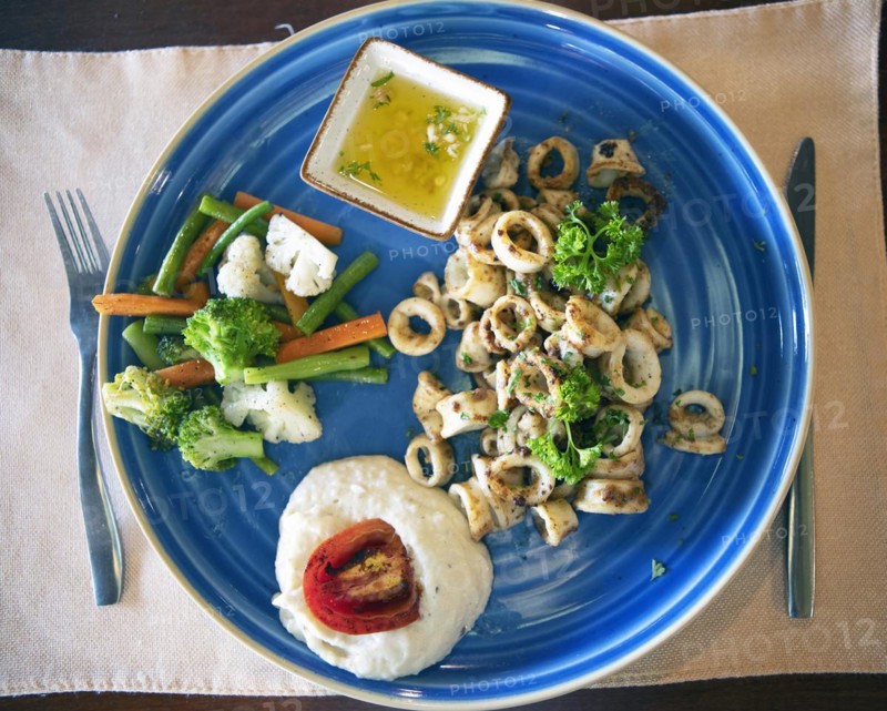 Grilled squid rings, typical Kerala dish, Kerala, India, Asia