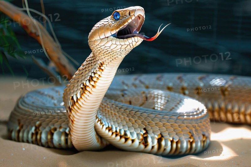 Rearing King cobra, Asia, AI generated