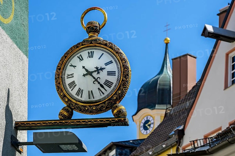 Nose shield in the shape of a pocket watch, Kaufbeuern, Allgaeu, Swabia, Bavaria, Germany, Europe