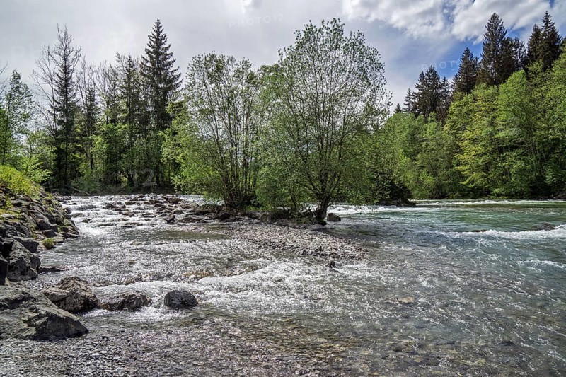 Illersprung, confluence of the Trettach, Breitach and Stillach rivers, between Oberstdorf and Fish, Oberallgaeu, Allgaeu, Bavaria, Germany, Europe