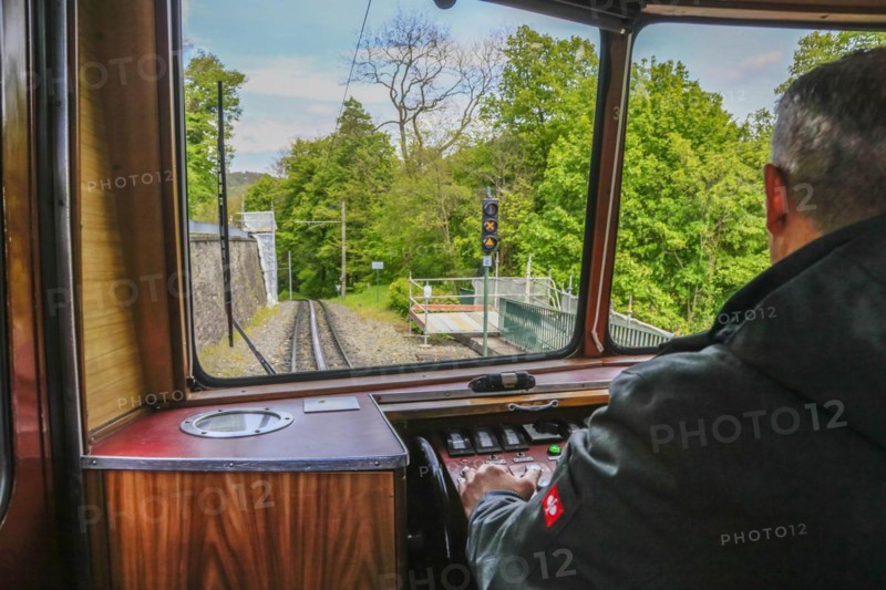 Drachenfelsbahn, Germany's oldest cog railway up the Drachenfels, a mountain in the Siebengebirge mountains above the Rhine between Koenigswinter and Bad Honnef, North Rhine-Westphalia, Germany, Europe