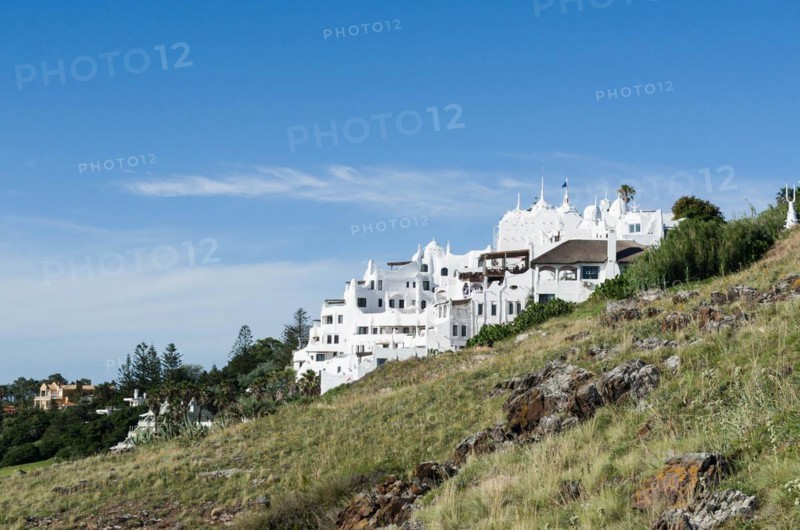View from the famous Casapueblo, the Whitewashed cement and stucco buildings near the town of Punta Del Este. This is a hotel and a gallery art where use to work the famous artist and celebrity Carlos
