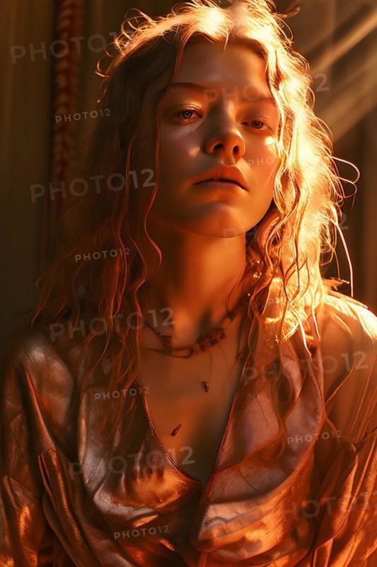 AI generated moody female portrait with cracked terracotta style high textures
