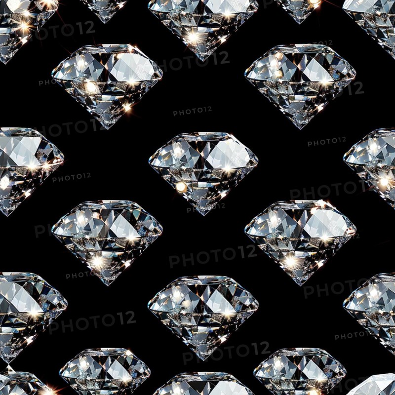 Seamless pattern of sparkling diamonds on a black background AI generated