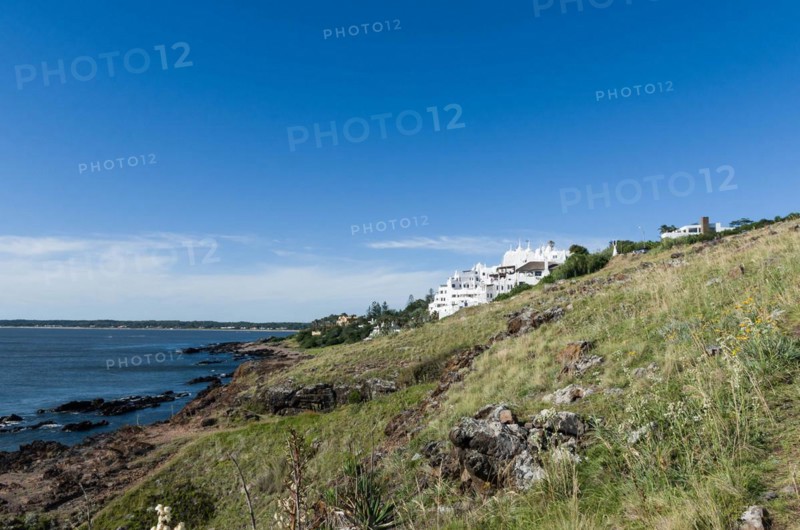 View from the famous Casapueblo, the Whitewashed cement and stucco buildings near the town of Punta Del Este. This is a hotel and a gallery art where use to work the famous artist and celebrity Carlos