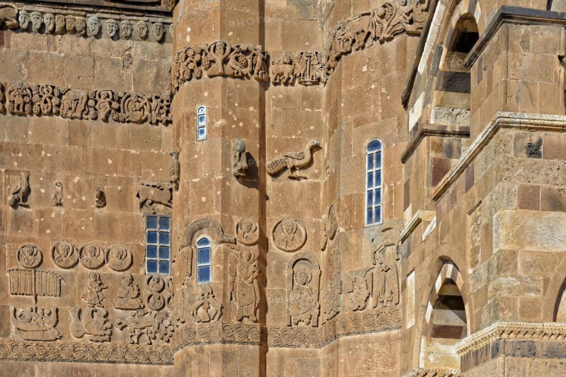 10th century Akdamar Armenian Church of the Holy Cross, Exterior walls bas-relief and carvings, Akdamar Island, Turkey, Asia