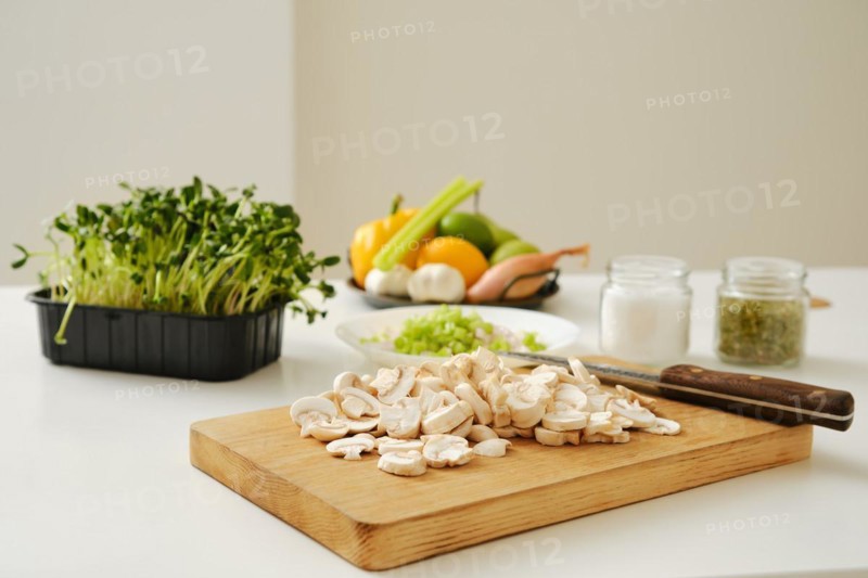 Kitchen table with fresh organic vegetables